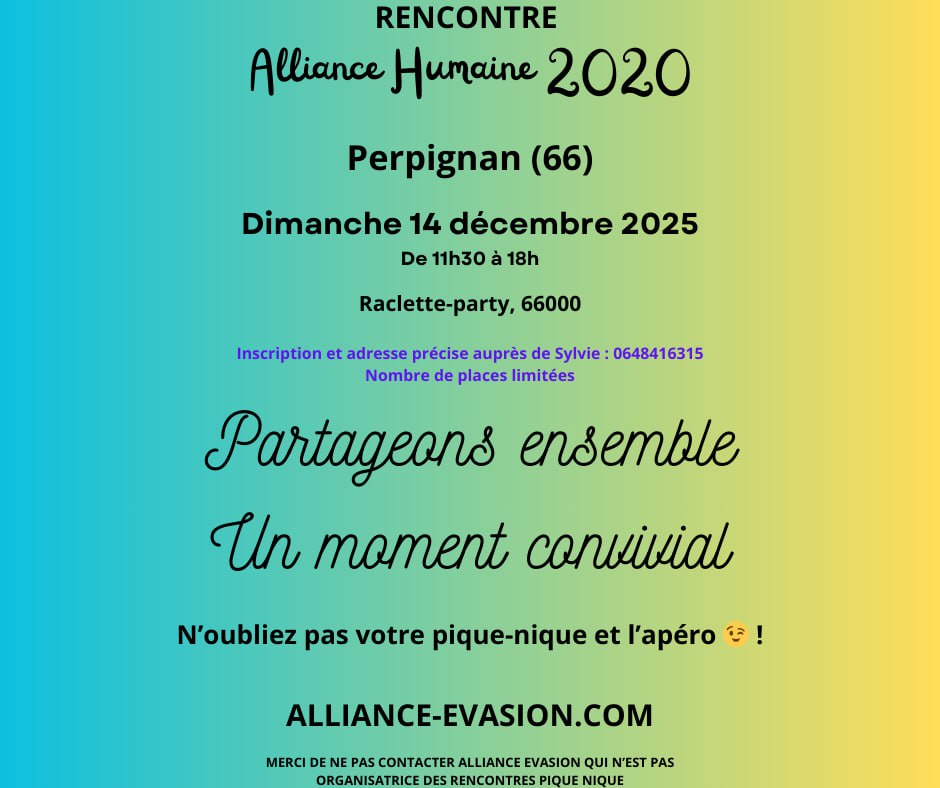 PERPIGNAN (66) - Rassemblement Alliance Humaine le 14 décembre 2025