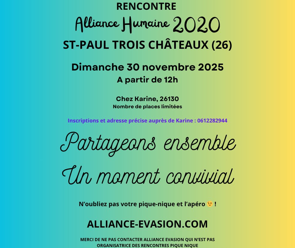 SAINT-PAUL-TROIS-CHÂTEAUX (26) - Rassemblement Alliance Humaine le 30 novembre 2025