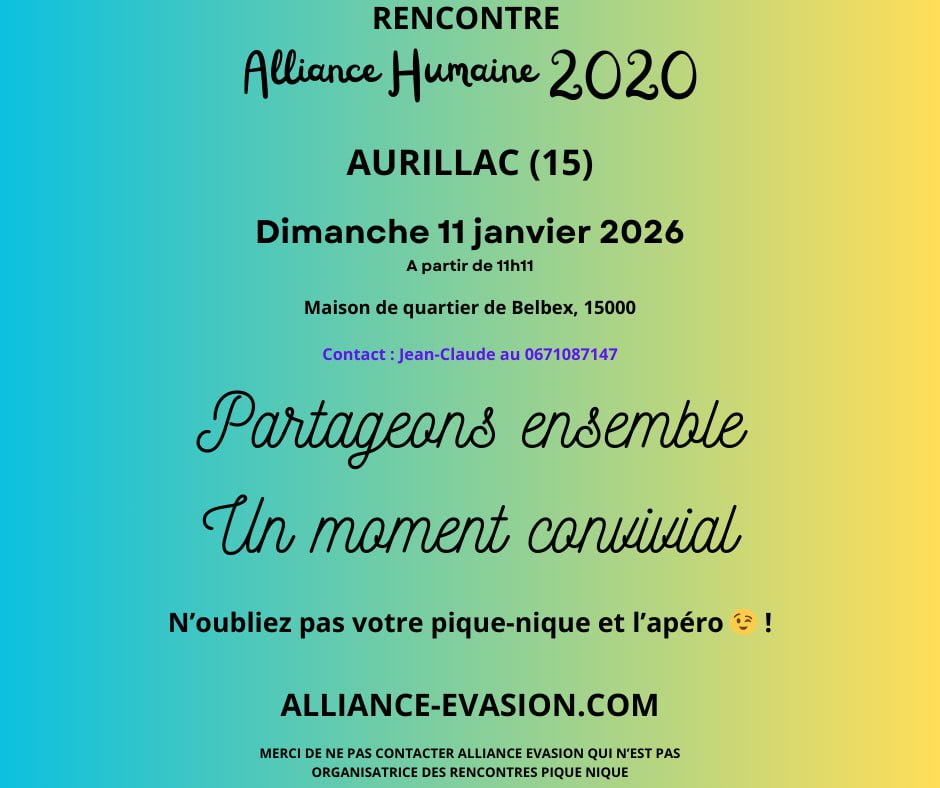 AURILLAC (15) - Rassemblement Alliance Humaine le 11 janvier 2026