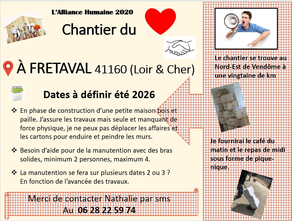 Chantier du cœur été 2026 à FRETEVAL (41160 - LOIR-ET-CHER)